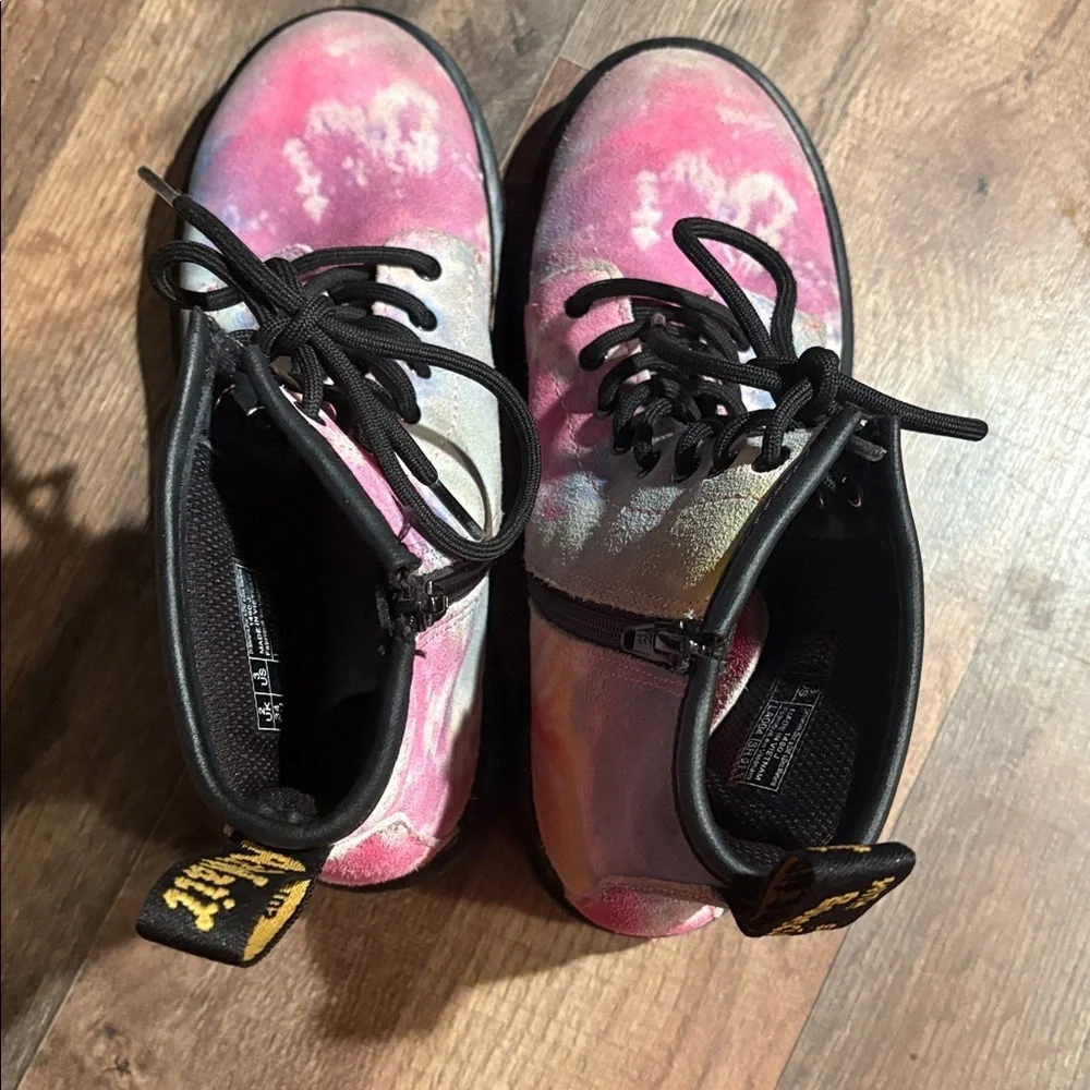 Authentic Dr. Martens Kids Size 3 Tie-Dye Combat Boots Unisex Lace Up Suede Boot